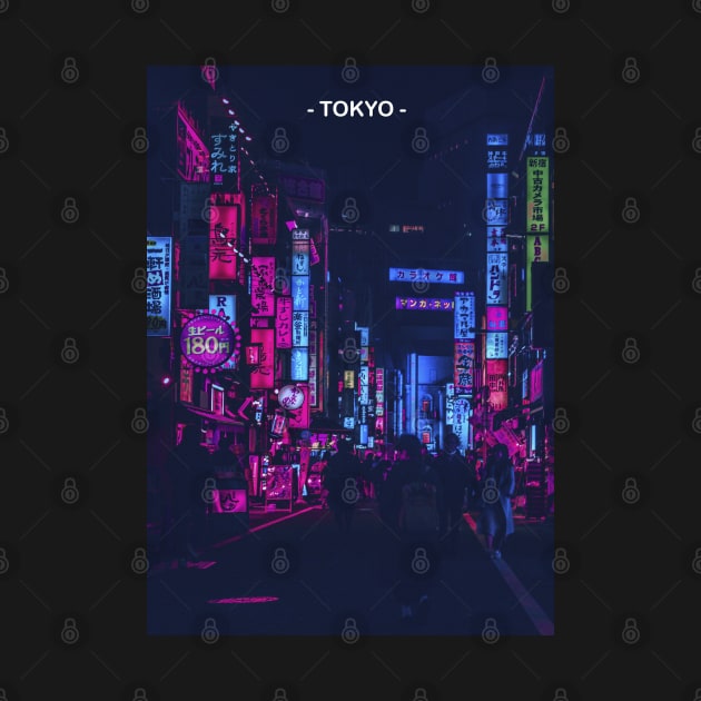 Tokyo Street Neon Synthwave by JeffDesign