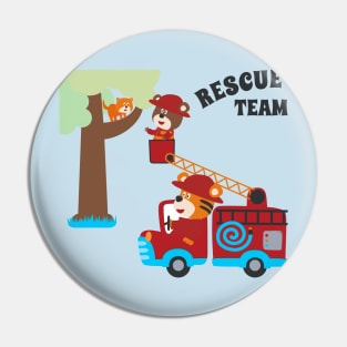 Fire rescue car with funny firefighter Pin