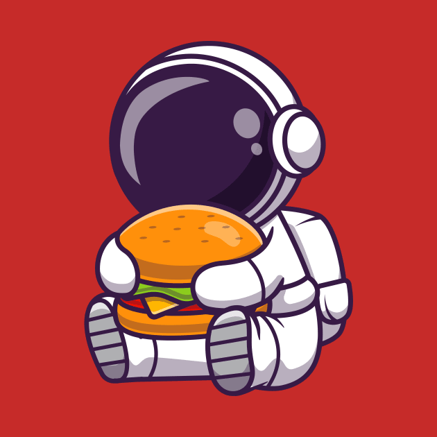 Cute Astronaut Eating Burger Cartoon by Catalyst Labs