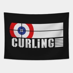 Curling winter sport curling with text Tapestry