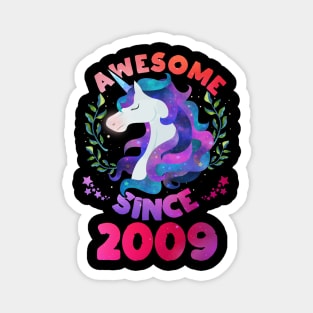 Cute Awesome Unicorn Since 2009 Funny Gift Magnet