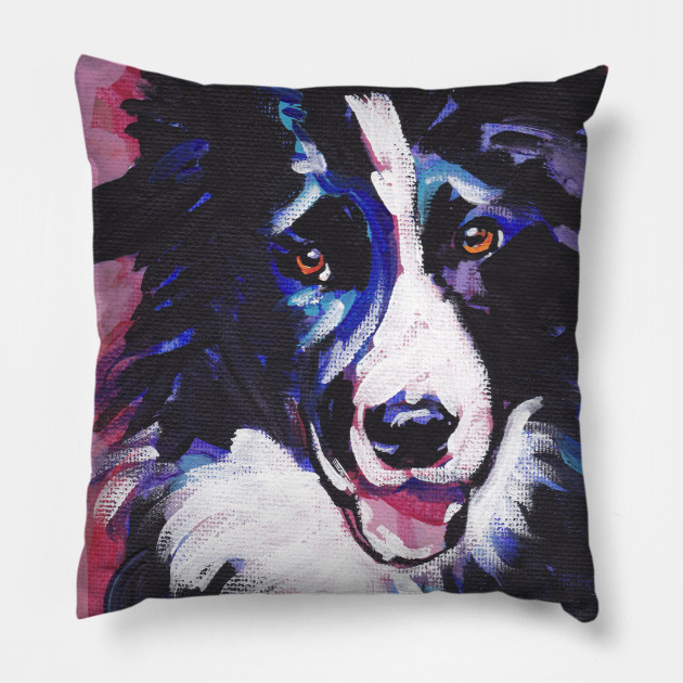 Border Collie Bright Colorful Pop Dog Art Border Collie Dog Pillow Teepublic