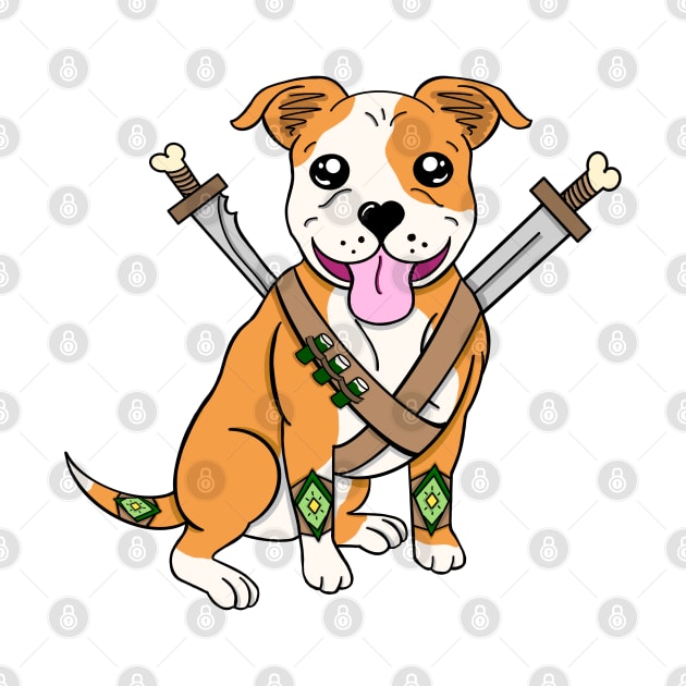 Pittie Fighter | Barbarian | DND Dog | Fantasy Art by Roll 4 Cuteness 