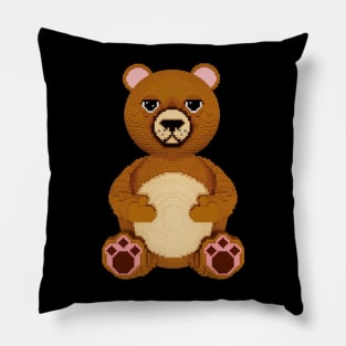 Sleepy Grizzly Bear Pixelart Pillow