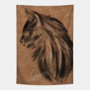 Charcoal Cat Portrait Tapestry