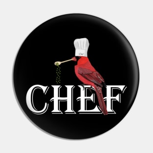 Northern Cardinal Chef Illustration Pin