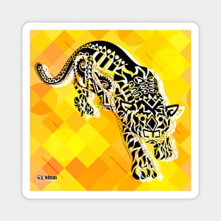 bright yellow floral tiger ecopop Magnet