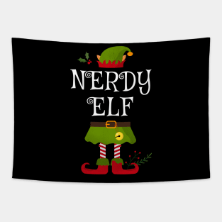 Nerdy Elf Shirt , Family Matching Group Christmas Shirt, Matching T Shirt for Family, Family Reunion Shirts Tapestry