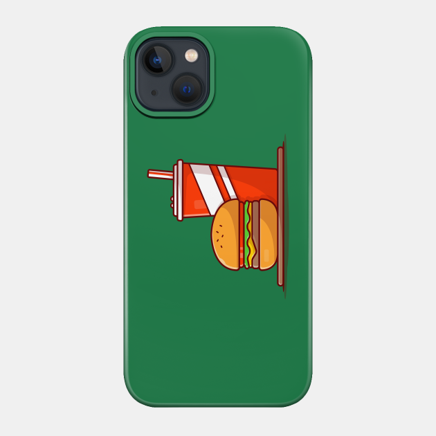 Burger And Soda Cartoon Vector Icon Illustration (7) - Burger - Phone Case