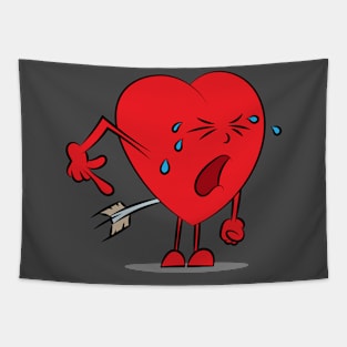 Painful heart by cupid arrow Tapestry