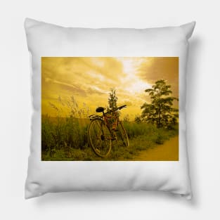 Biking at Sunset Pillow