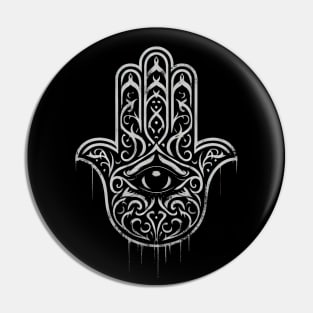 Creepy Gothic Hamsa Hand Pin