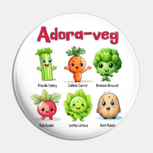 Adora-Veg Cute Veggies with Names Pin