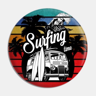 Surfing Time Vibes Retro Pin