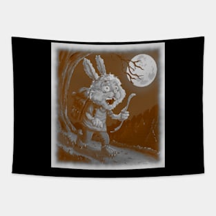 rabbit hiking under full moon Tapestry