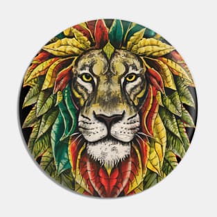 Rasta Reggae Lion Beautiful Jamaican Rastafarian Design Pin