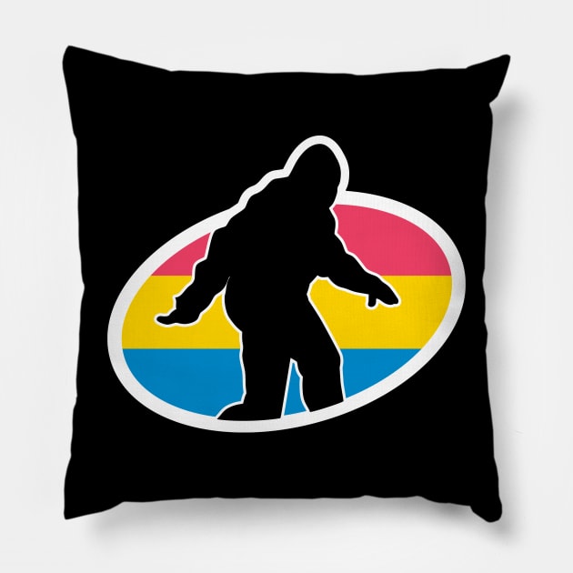 Pansexual Bigfoot Cryptid Pride Pillow by Nerd Trinkets