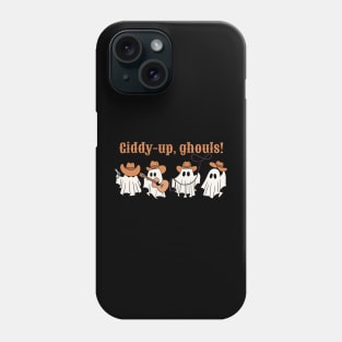 Giddy-up, ghouls! Halloween cute western cowboy /cowgirl ghosts Phone Case