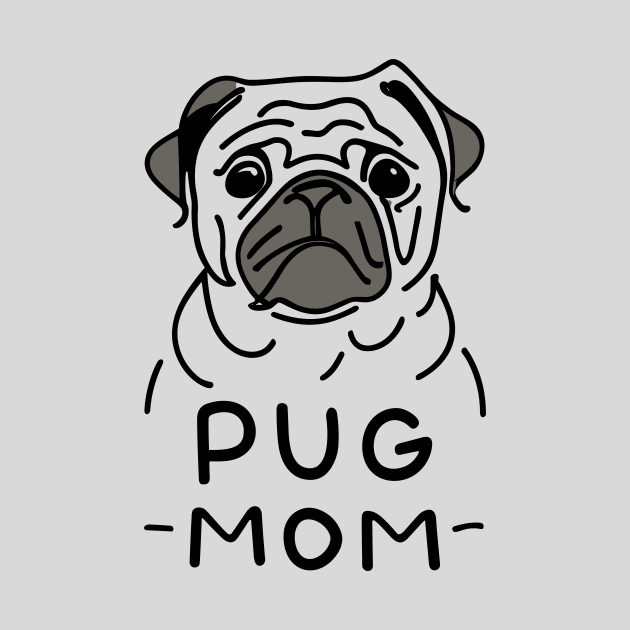 Cute Pug Mom Illustration by ravensart
