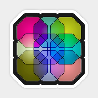 Neo Geo Colorful Octagons in Muted Rainbow Colors Magnet