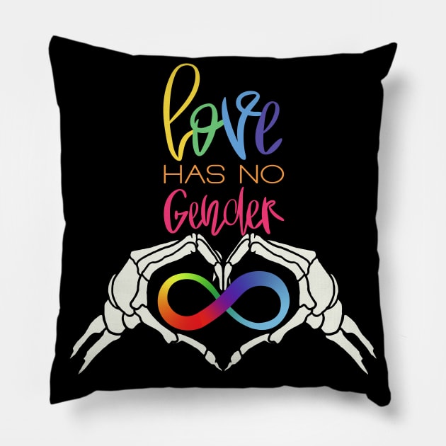 Love Has No Gender Rainbow Infinity Skeleton Pillow by TheMavenMedium