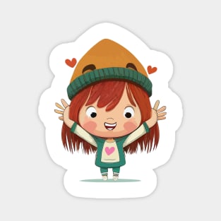 Cute Girl Cartoon Character, Magnet