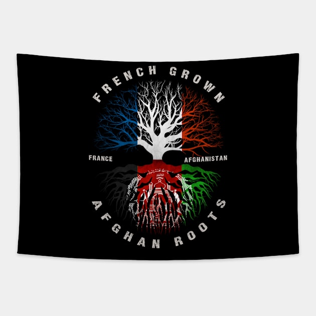 French Grown Afghan Roots Afghanistan Flag Tapestry by heart teeshirt