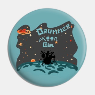 Drummer Moon Girl Pin