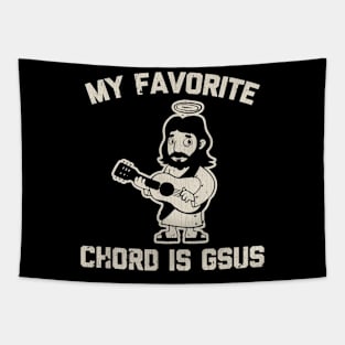 Vintage My Favorite Chord Is Gsus Tshirt Funny Catholic Jesus Guitar Tapestry