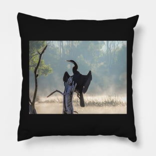 Darterbird in the mist Pillow