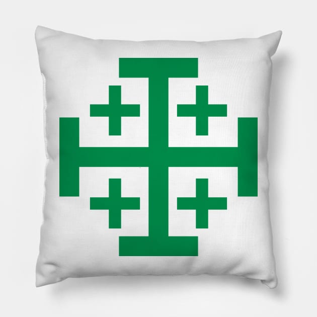 Jerusalem Cross (green) Pillow by PabloDeChenez