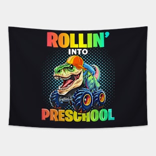 Preschool Dinosaur Monster Truck Back To School First Day Tapestry