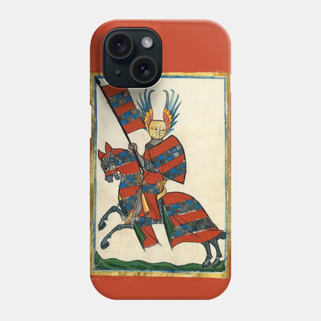 RED KNIGHT HORSEBACK, MEDIEVAL MINIATURE WITH WILD ROSES Phone Case by BulganLumini