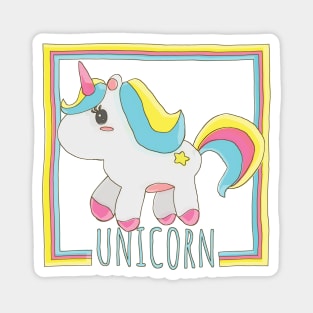 Unicorn Cute Sketch Art Design Two Magnet