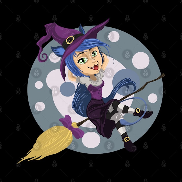 Halloween Scary Witch & Broom by holidaystore