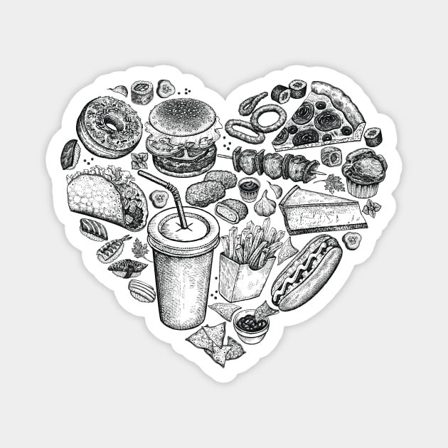 Fast Food Lover Heart Magnet by edwardechoblue