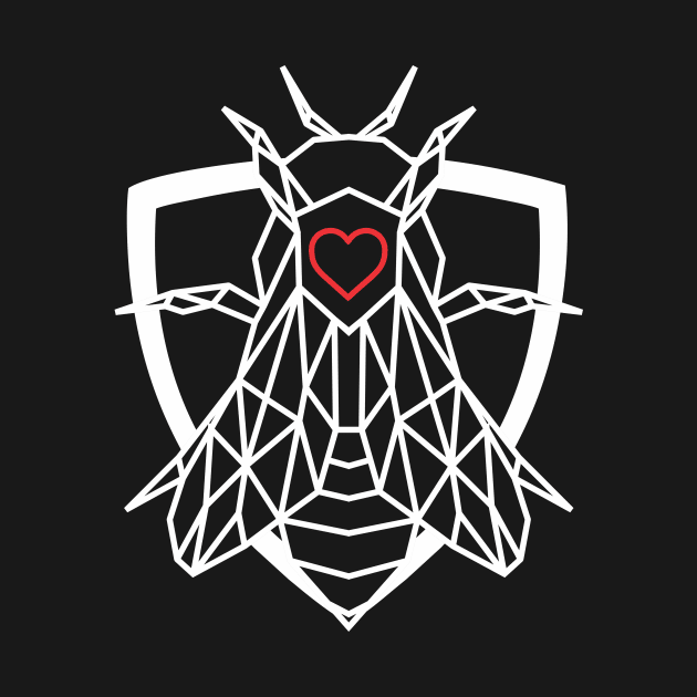 Geometric Open Heart Bee Protector Superhero by teall