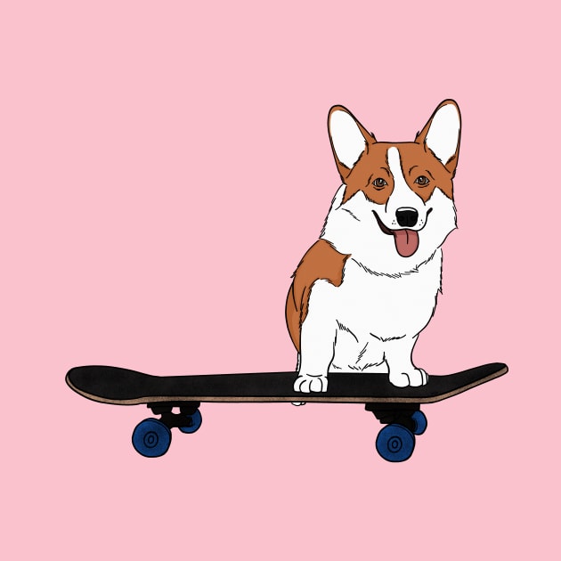 Corgi on Skateboard by rmcbuckeye