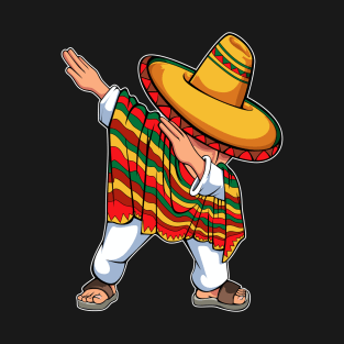 Dabbing Mexican Poncho Cinco de Mayo Men Boys Sombrero Dab T-Shirt