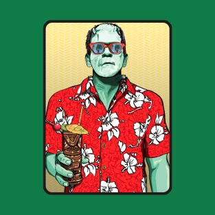 Tiki Frankenstein w/ thatch background T-Shirt