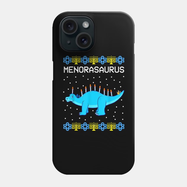 Menorasaurus Rex T Rex Dinosaur Hanukkah Gift for Boys Phone Case by HBart