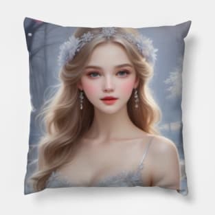 Winter Girl Christmas Art Pillow