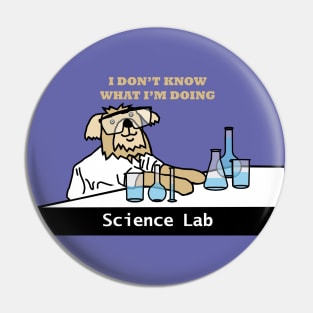 Science Lab and Clueless Dog Scientist Wearing Safety Glasses Pin