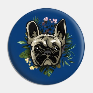 French bulldog in floral Pin