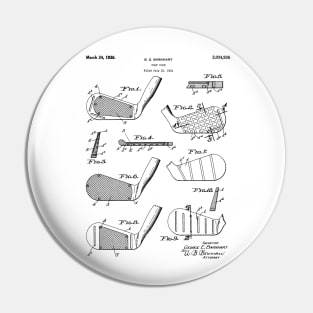 Golf Clubs Patent - Golfing Art - Black And White Pin