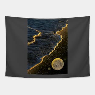 Romantic Glowing Coast - Unique Collage Art Original Creation Tapestry