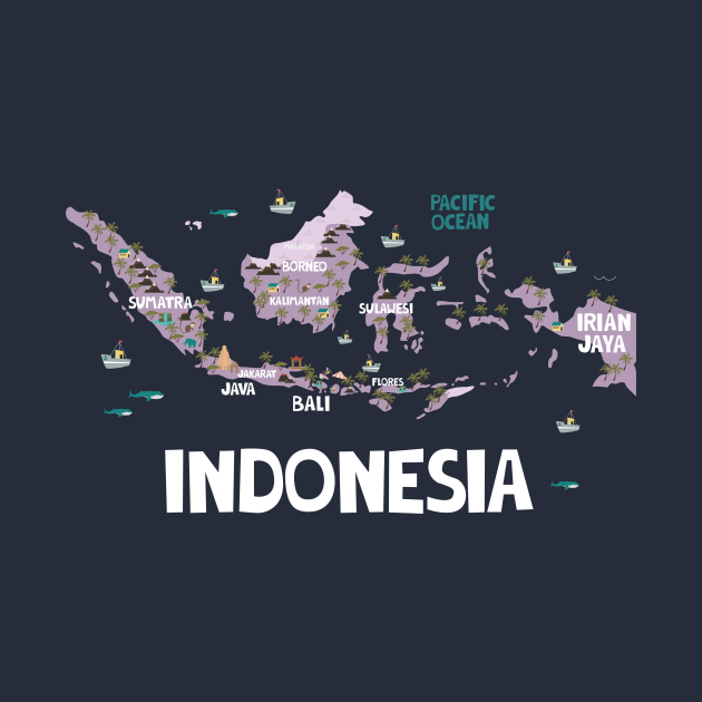 Indonesia Illustrated Map by JunkyDotCom