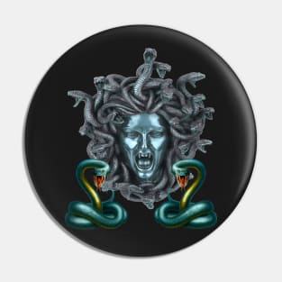 Blue Snake Medusa Gorgon Pin