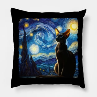 Oriental Short Hair Starry Night Inspired - Artistic Cat Pillow