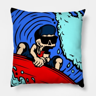 Surfing Skeleton Pillow